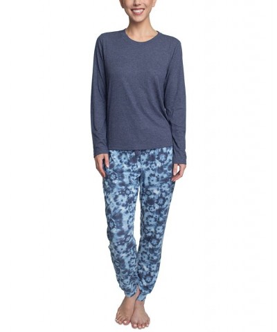 Women's Supersoft Ribbed Pajama Set Blue $26.88 Sleepwear