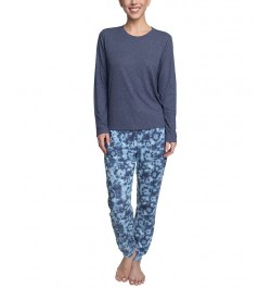 Women's Supersoft Ribbed Pajama Set Blue $26.88 Sleepwear