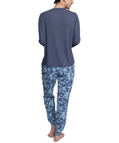 Women's Supersoft Ribbed Pajama Set Blue $26.88 Sleepwear