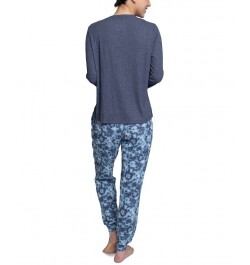 Women's Supersoft Ribbed Pajama Set Blue $26.88 Sleepwear