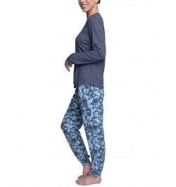 Women's Supersoft Ribbed Pajama Set Blue $26.88 Sleepwear