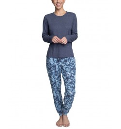 Women's Supersoft Ribbed Pajama Set Blue $26.88 Sleepwear