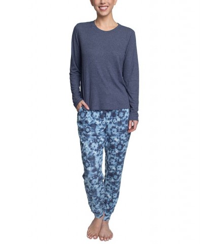 Women's Supersoft Ribbed Pajama Set Blue $26.88 Sleepwear