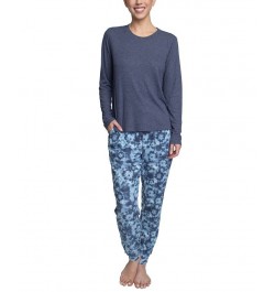 Women's Supersoft Ribbed Pajama Set Blue $26.88 Sleepwear