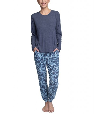 Women's Supersoft Ribbed Pajama Set Blue $26.88 Sleepwear