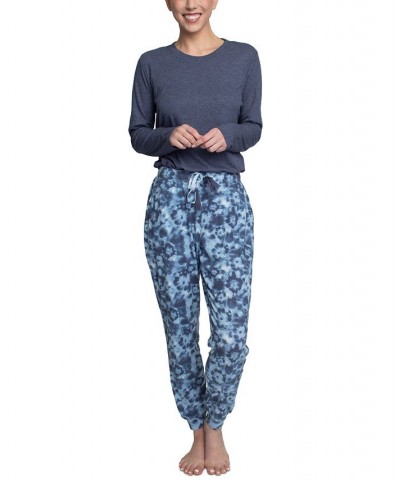 Women's Supersoft Ribbed Pajama Set Blue $26.88 Sleepwear