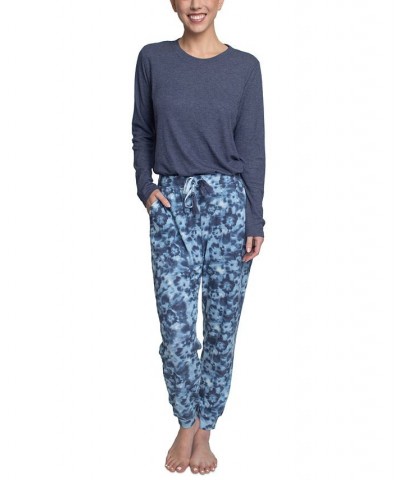 Women's Supersoft Ribbed Pajama Set Blue $26.88 Sleepwear