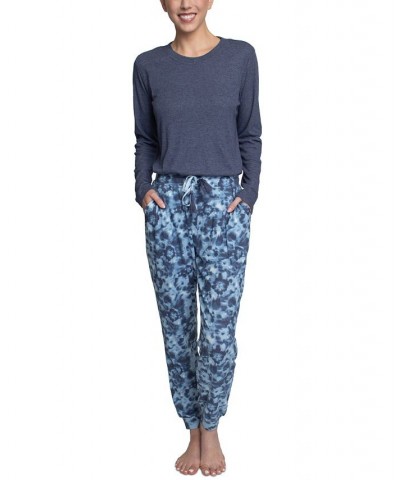 Women's Supersoft Ribbed Pajama Set Blue $26.88 Sleepwear