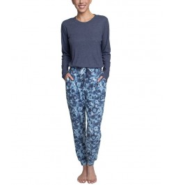 Women's Supersoft Ribbed Pajama Set Blue $26.88 Sleepwear