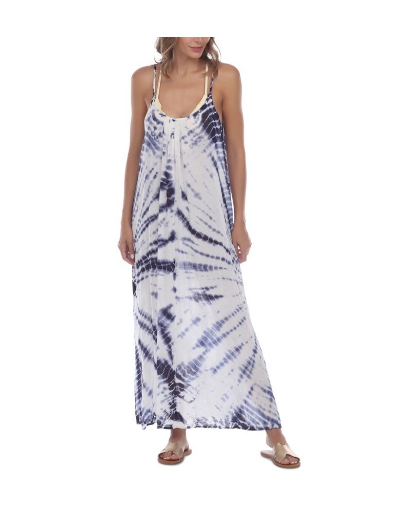 Tie-Dye Sleeveless Maxi Swim Cover-Up Navy Tie Dye $24.94 Swimsuits