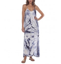 Tie-Dye Sleeveless Maxi Swim Cover-Up Navy Tie Dye $24.94 Swimsuits