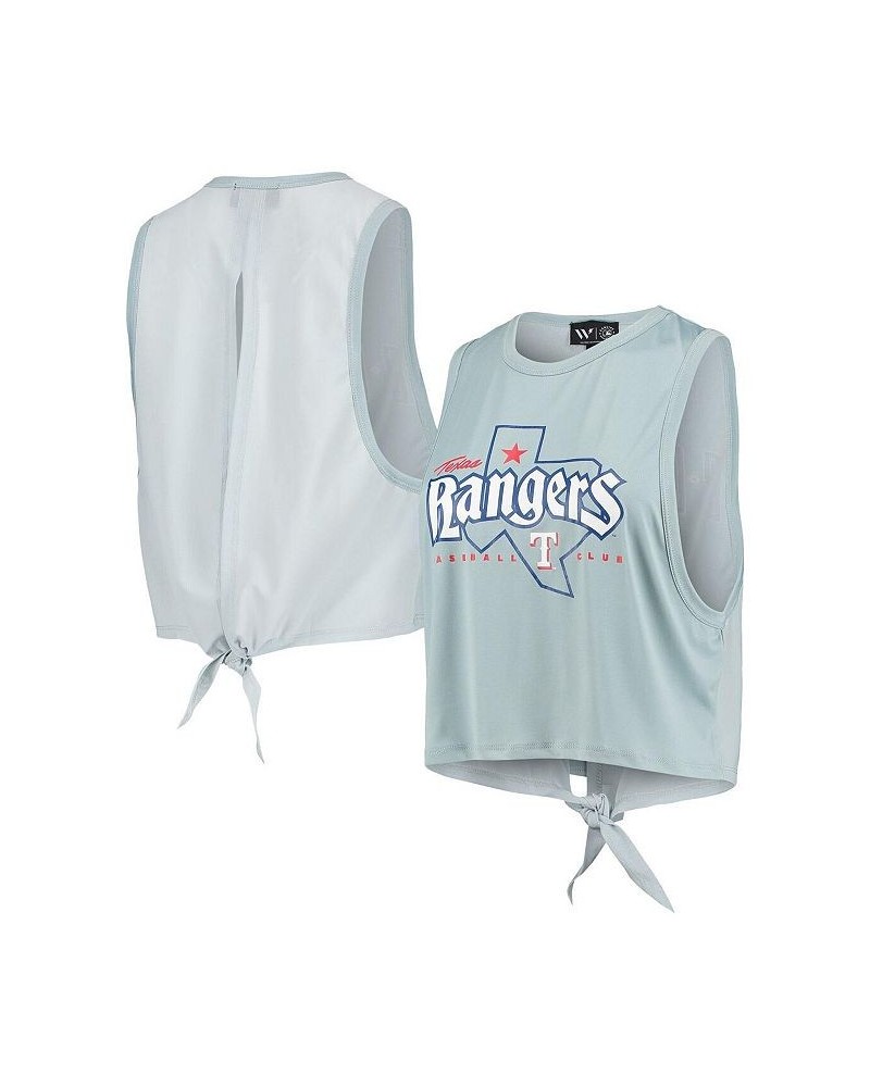 Women's Light Blue Texas Rangers Open Back Twist-Tie Tank Top Light Blue $23.65 Tops