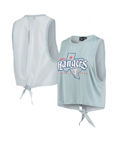 Women's Light Blue Texas Rangers Open Back Twist-Tie Tank Top Light Blue $23.65 Tops