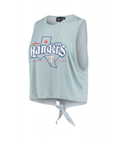 Women's Light Blue Texas Rangers Open Back Twist-Tie Tank Top Light Blue $23.65 Tops