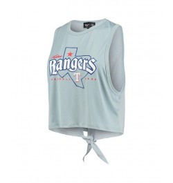 Women's Light Blue Texas Rangers Open Back Twist-Tie Tank Top Light Blue $23.65 Tops