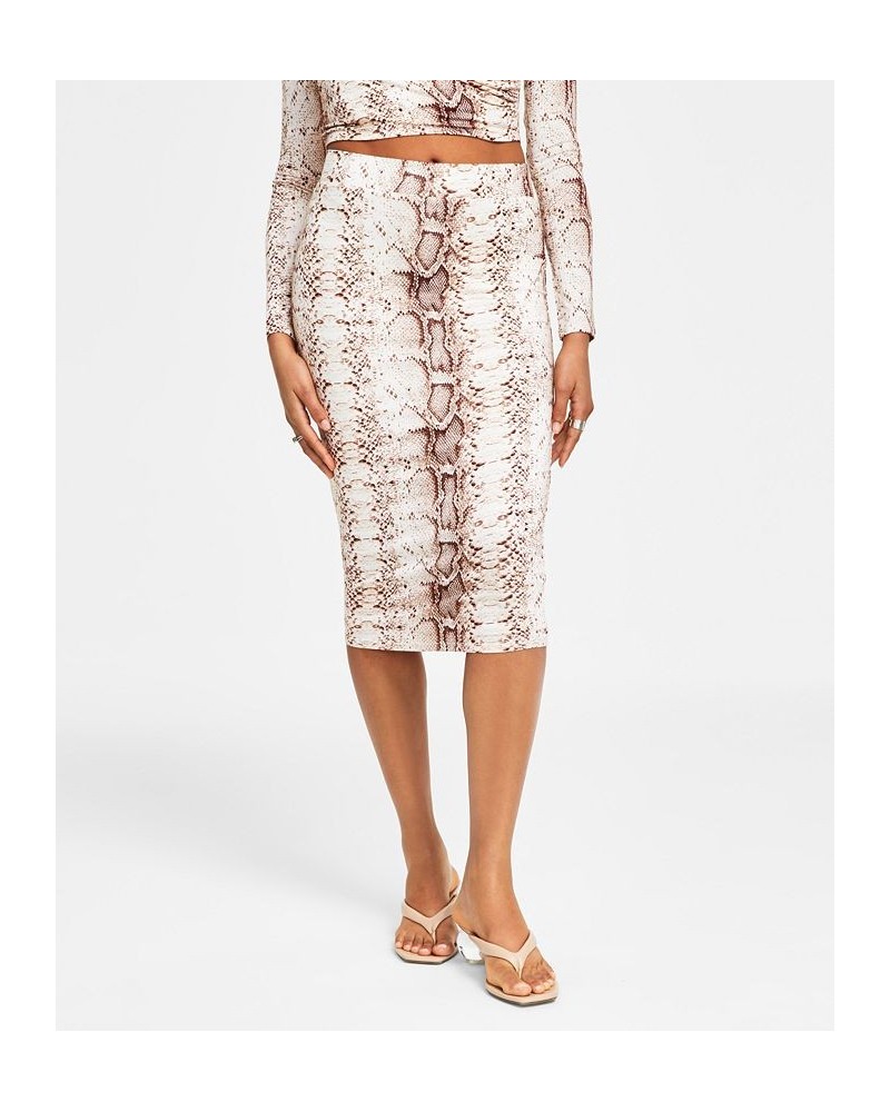 Women's Snakeskin-Print Pencil Skirt Snake Pyth $14.36 Skirts