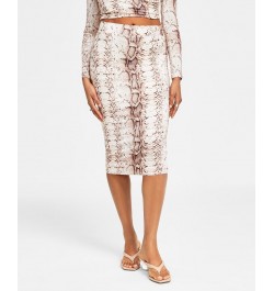 Women's Snakeskin-Print Pencil Skirt Snake Pyth $14.36 Skirts