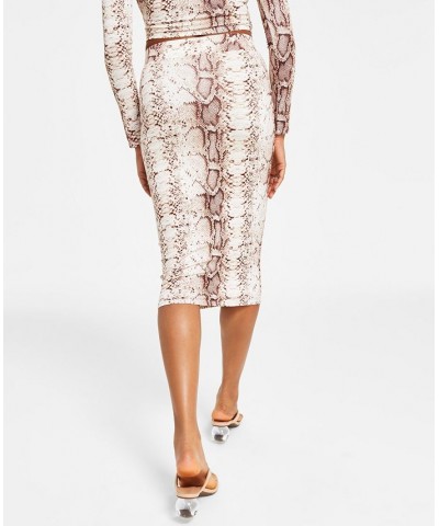 Women's Snakeskin-Print Pencil Skirt Snake Pyth $14.36 Skirts