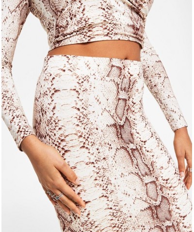 Women's Snakeskin-Print Pencil Skirt Snake Pyth $14.36 Skirts