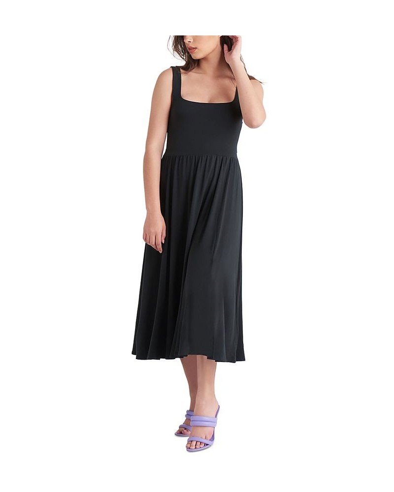 Women's Banded-Waist Knit Sleeveless Midi Dress Black $16.03 Dresses