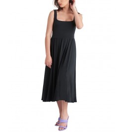 Women's Banded-Waist Knit Sleeveless Midi Dress Black $16.03 Dresses