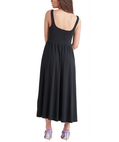 Women's Banded-Waist Knit Sleeveless Midi Dress Black $16.03 Dresses