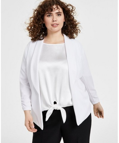 Trendy Plus Size Knit Drape-Front Blazer White $15.64 Jackets