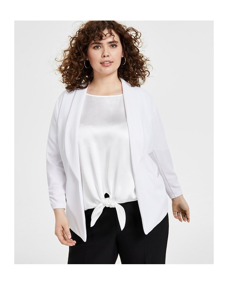 Trendy Plus Size Knit Drape-Front Blazer White $15.64 Jackets