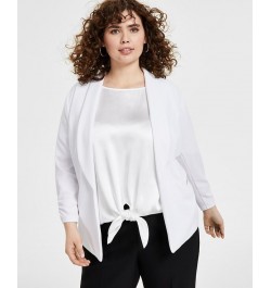 Trendy Plus Size Knit Drape-Front Blazer White $15.64 Jackets