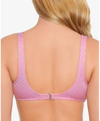 Juniors' Tie-Front Bralette Bikini Top & Bottoms Pink $17.15 Swimsuits