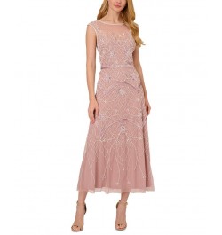 Petite Beaded Cap-Sleeve Midi Dress Dusted Petal Lav $132.21 Dresses