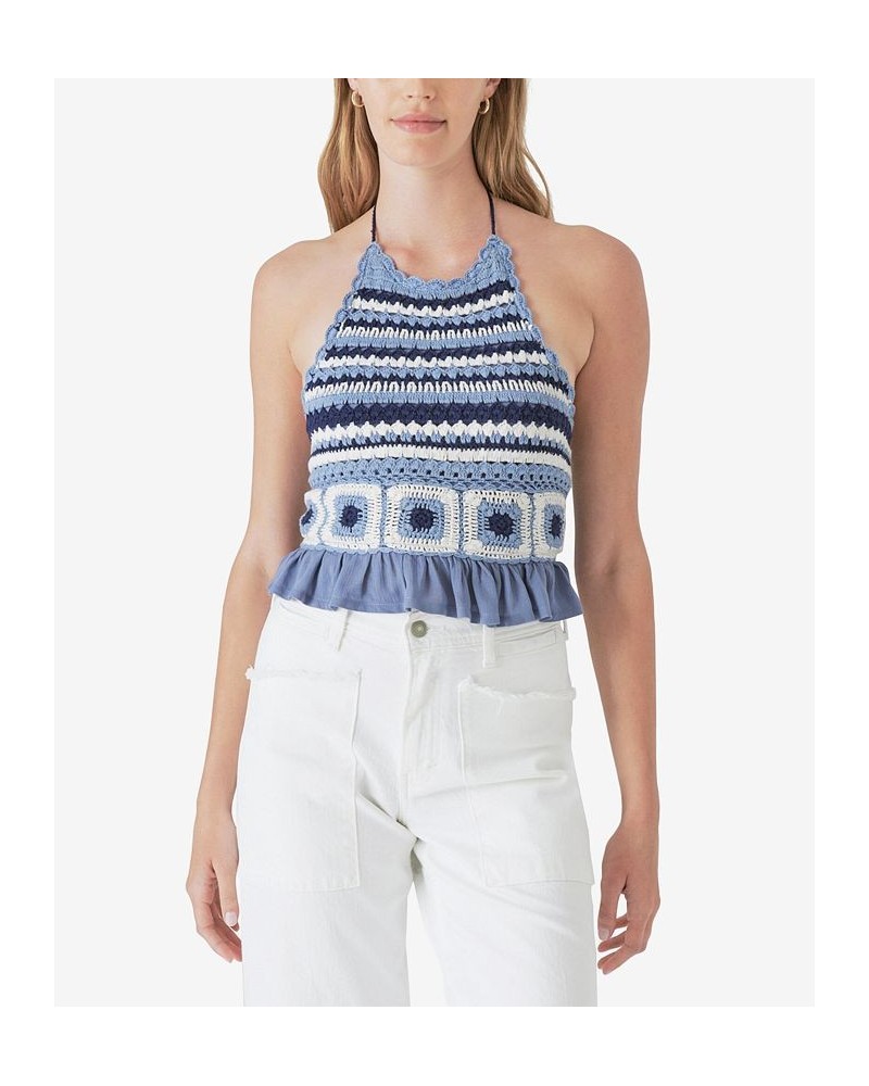 Crocheted Halter Top Indigo Multi $48.33 Tops