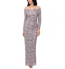 Petite Sequined Off-The-Shoulder Gown Taupe $148.05 Dresses