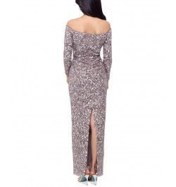 Petite Sequined Off-The-Shoulder Gown Taupe $148.05 Dresses