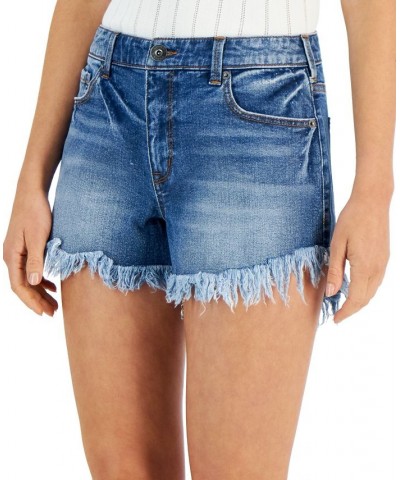 Women's Frayed High-Rise Jean Shorts Medium Indigo $31.97 Shorts