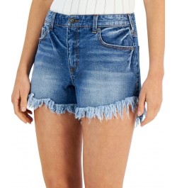 Women's Frayed High-Rise Jean Shorts Medium Indigo $31.97 Shorts