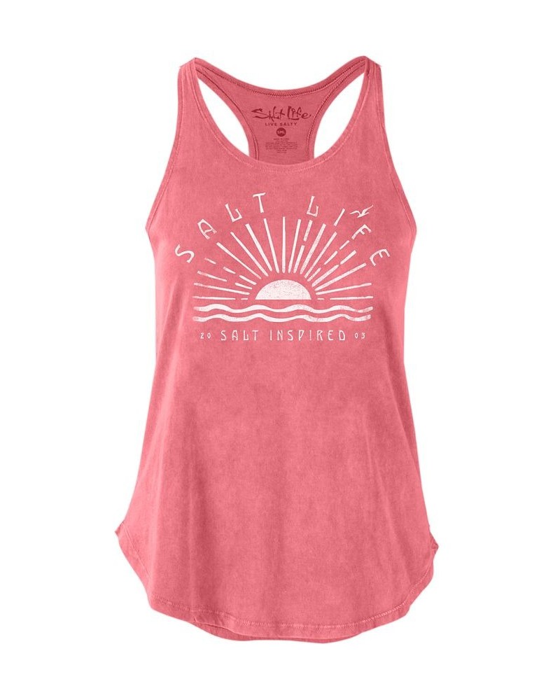 Women's Radiating Sun Cotton Tank Top Pink $24.36 Tops