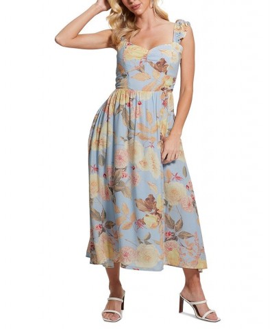 Women's Susanna Floral-Print Sleeveless Midi Dress Peach Fiore $75.60 Dresses