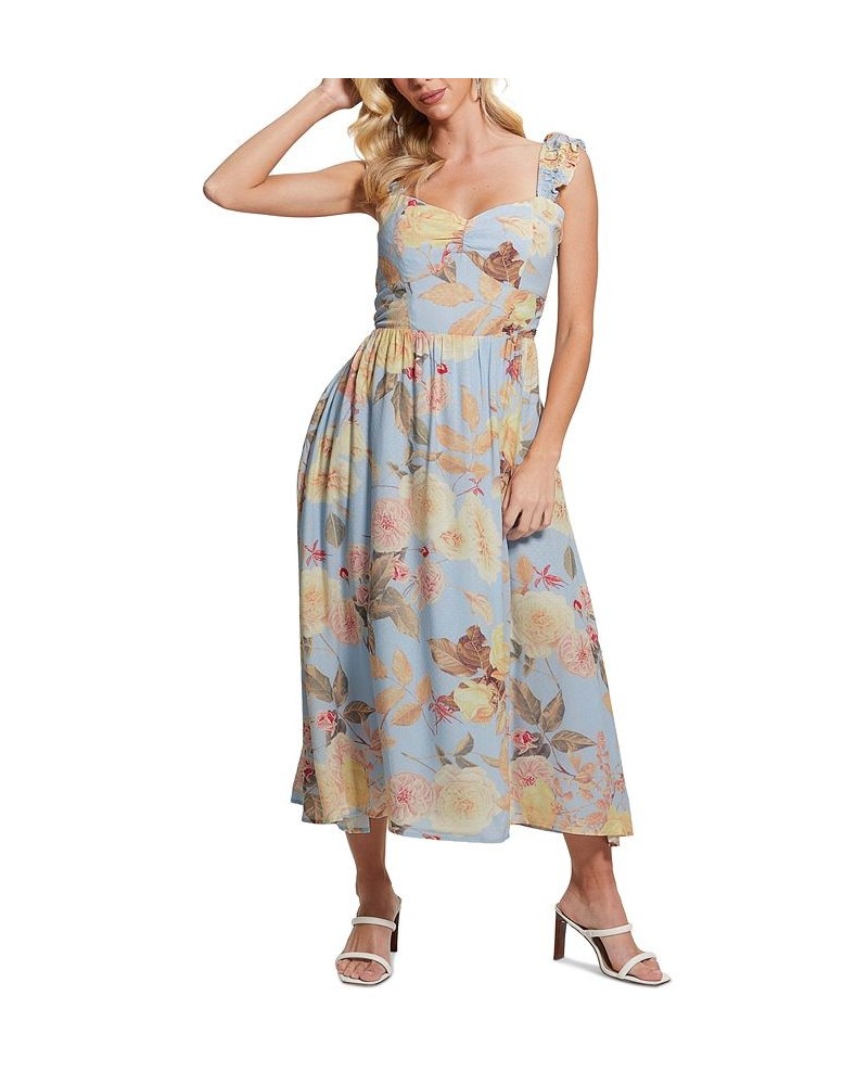 Women's Susanna Floral-Print Sleeveless Midi Dress Peach Fiore $75.60 Dresses