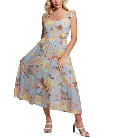 Women's Susanna Floral-Print Sleeveless Midi Dress Peach Fiore $75.60 Dresses