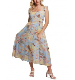 Women's Susanna Floral-Print Sleeveless Midi Dress Peach Fiore $75.60 Dresses