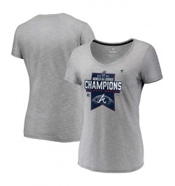 Women's Atlanta Braves 2021 World Series Champions Locker Room V-Neck T-Shirt Stee Heath $20.39 Tops