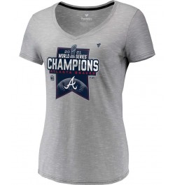 Women's Atlanta Braves 2021 World Series Champions Locker Room V-Neck T-Shirt Stee Heath $20.39 Tops