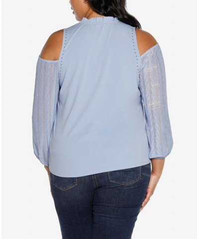 Black Label Plus Size Cold Shoulder Top Blue $28.18 Tops