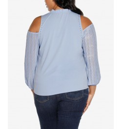 Black Label Plus Size Cold Shoulder Top Blue $28.18 Tops