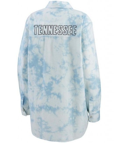 Women's Denim Tennessee Titans Chambray Acid-Washed Long Sleeve Button-Up Shirt Denim $33.81 Tops