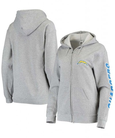 Women's Gray Los Angeles Chargers Fleece Full-Zip Hoodie Gray $28.70 Sweatshirts