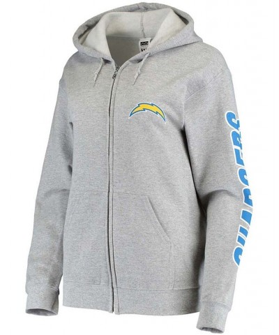 Women's Gray Los Angeles Chargers Fleece Full-Zip Hoodie Gray $28.70 Sweatshirts