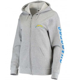 Women's Gray Los Angeles Chargers Fleece Full-Zip Hoodie Gray $28.70 Sweatshirts