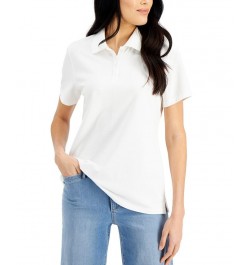 Petite Knit Cotton Polo Bright White $9.50 Tops